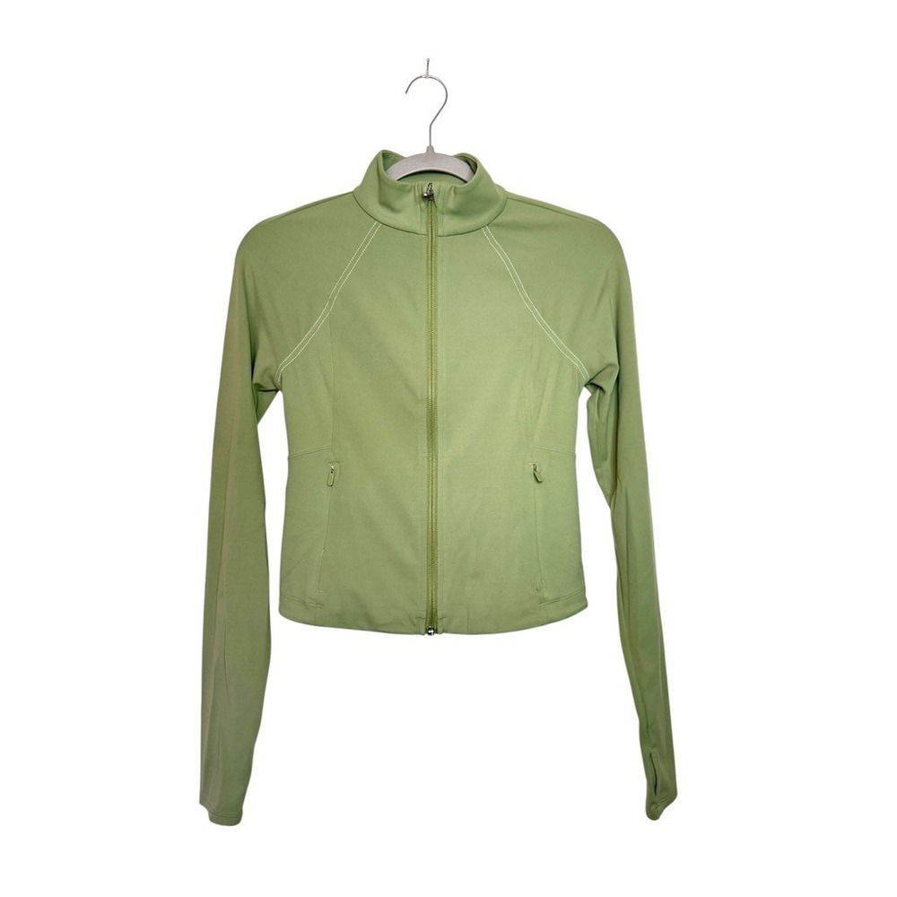 Athleta Womens Sage Green Full Zip Cropped Performance Jacket Size S 820000734